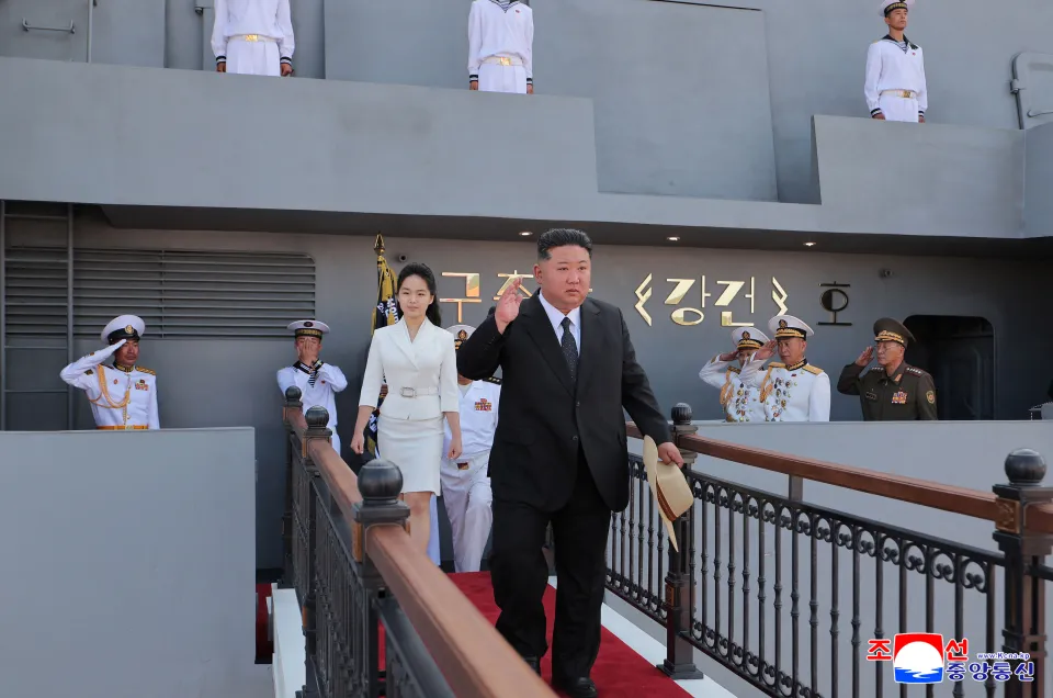 SECOND TIME LUCKY Kim Jong-un finally ‘launches a ship WITHOUT sinking it’: Despot tours ‘repaired destroyer’ a month on from humiliation
