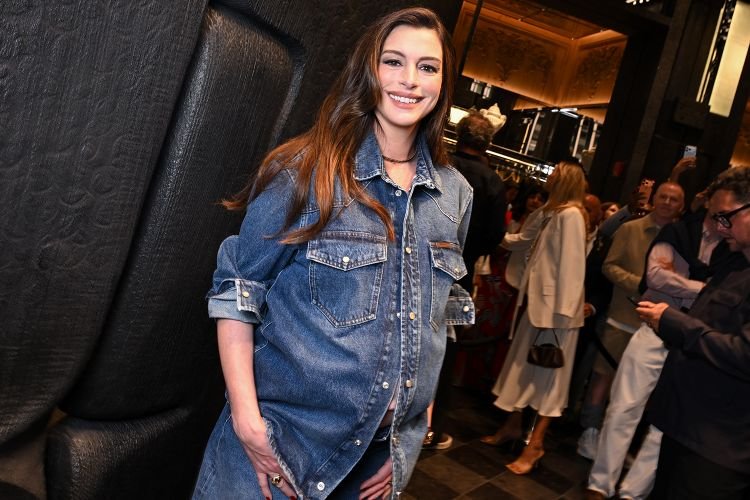 Anne Hathaway Redefines Maternity Style in Double Denim